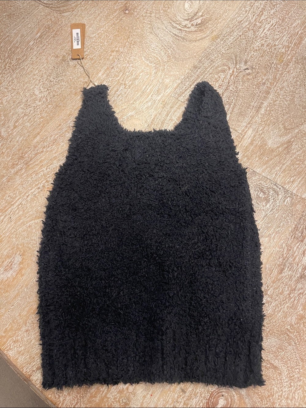 NWT SKIMS KIDS 6/7 Cozy Black Fuzzy Tank Top